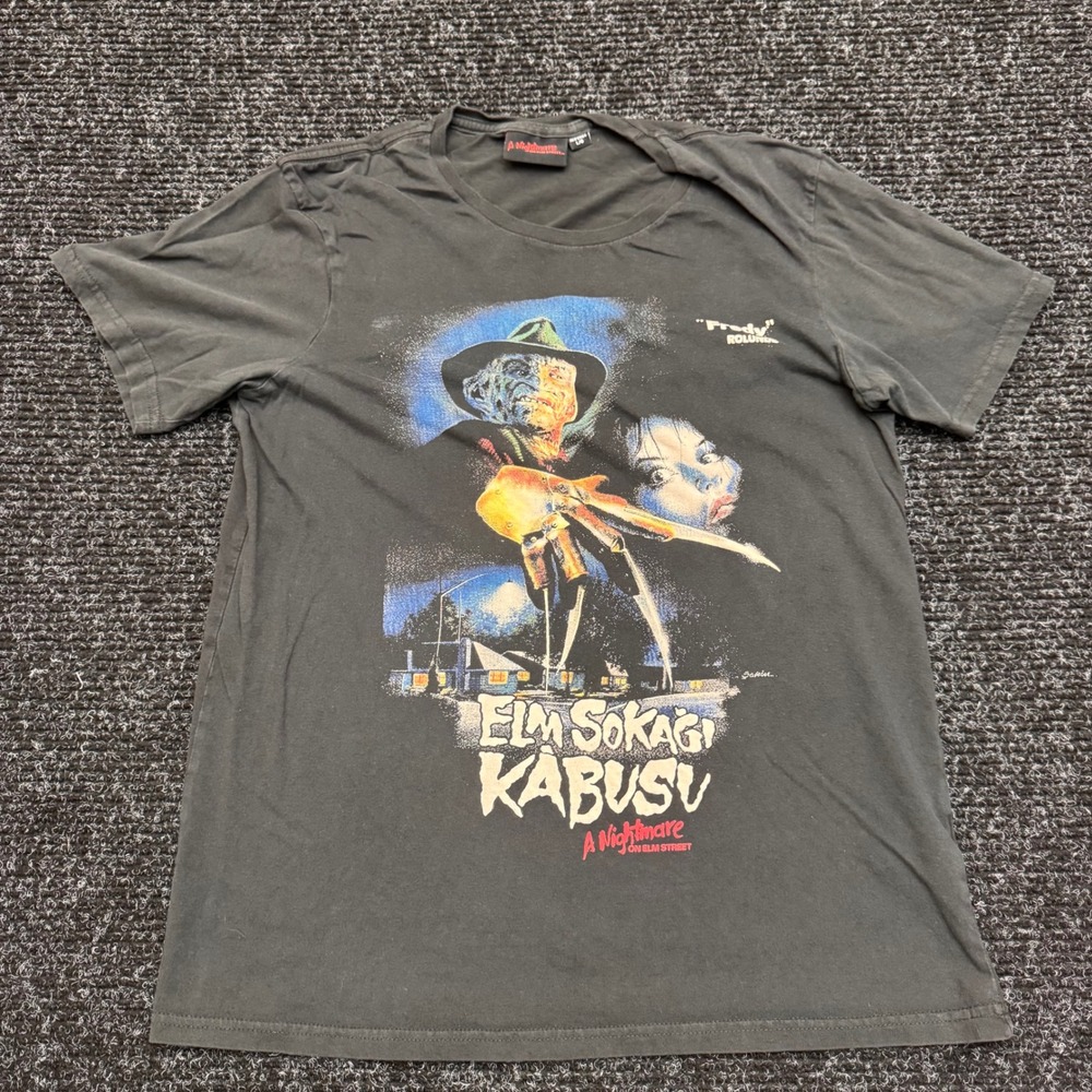 A Nightmare on Elm Street Turkish Poster Graphic T-Shirt Black Mens Large Freddy
